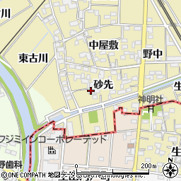 愛知県一宮市萩原町築込砂先437周辺の地図