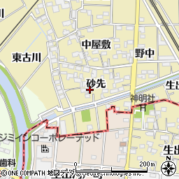 愛知県一宮市萩原町築込砂先447周辺の地図