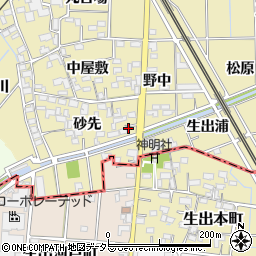 愛知県一宮市萩原町築込砂先497周辺の地図