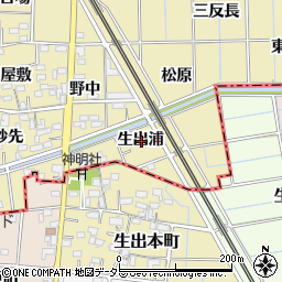 愛知県一宮市萩原町築込生出浦周辺の地図