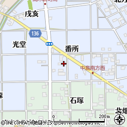 愛知県一宮市萩原町中島番所周辺の地図