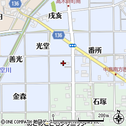 愛知県一宮市萩原町中島光堂34周辺の地図