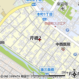旧彦根藩足軽組屋敷周辺の地図