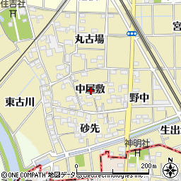 愛知県一宮市萩原町築込中屋敷周辺の地図