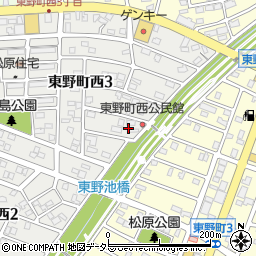 愛知県春日井市東野町西3丁目16周辺の地図