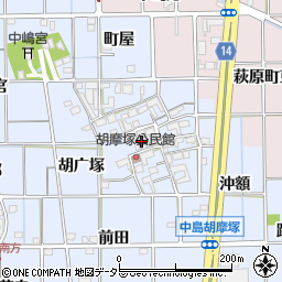 愛知県一宮市萩原町中島胡广塚郷周辺の地図