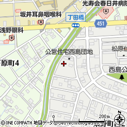 愛知県春日井市東野町西2丁目16周辺の地図