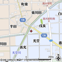 愛知県一宮市萩原町中島光堂周辺の地図