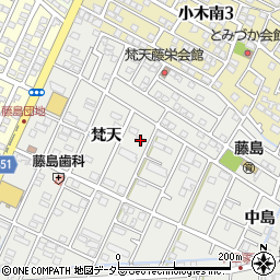 愛知県小牧市藤島町梵天155周辺の地図