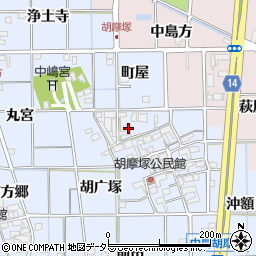 愛知県一宮市萩原町中島胡广塚14周辺の地図