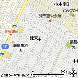 愛知県小牧市藤島町梵天153周辺の地図