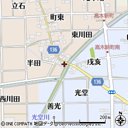 愛知県一宮市萩原町高木半田2120周辺の地図