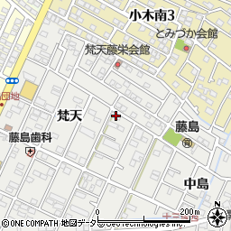 愛知県小牧市藤島町梵天159-1周辺の地図