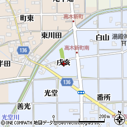 愛知県一宮市萩原町中島戌亥周辺の地図
