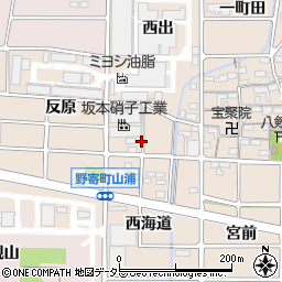 愛知県岩倉市野寄町高島周辺の地図