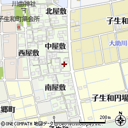 愛知県稲沢市子生和町中屋敷周辺の地図