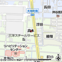 愛知県岩倉市川井町高木周辺の地図