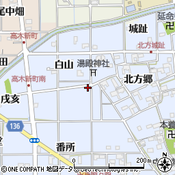 愛知県一宮市萩原町中島白山48周辺の地図