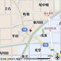 愛知県一宮市萩原町高木東川田周辺の地図