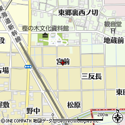 愛知県一宮市萩原町築込（宮前）周辺の地図