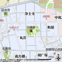 愛知県一宮市萩原町中島（丸宮）周辺の地図
