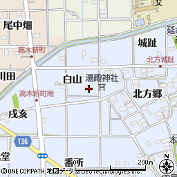 愛知県一宮市萩原町中島白山44周辺の地図