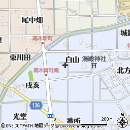 愛知県一宮市萩原町中島白山41周辺の地図