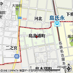 愛知県稲沢市島北浦町周辺の地図