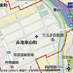 愛知県稲沢市赤池東山町周辺の地図