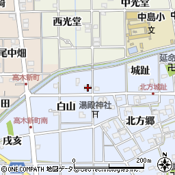 愛知県一宮市萩原町中島白山16周辺の地図