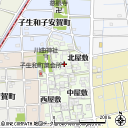 愛知県稲沢市子生和町（北屋敷）周辺の地図