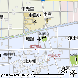 愛知県一宮市萩原町中島城趾周辺の地図