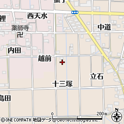 愛知県一宮市萩原町高木十三塚周辺の地図