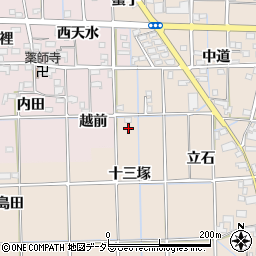 愛知県一宮市萩原町高木（十三塚）周辺の地図