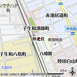 愛知県稲沢市子生和町仲之佐周辺の地図