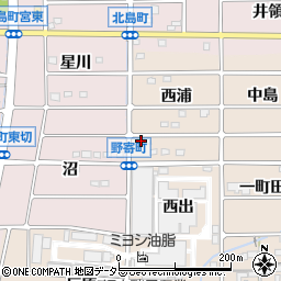 愛知県岩倉市野寄町西浦36-2周辺の地図