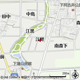 愛知県一宮市明地江畔周辺の地図