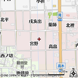 愛知県一宮市萩原町滝周辺の地図