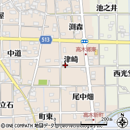 愛知県一宮市萩原町高木津崎周辺の地図