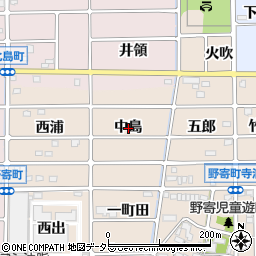 愛知県岩倉市野寄町中島周辺の地図
