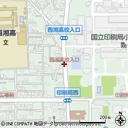 西湘高校入口周辺の地図