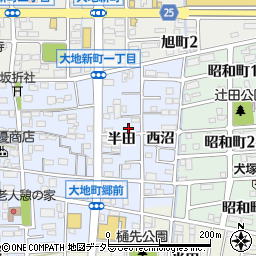 愛知県岩倉市大地町半田周辺の地図