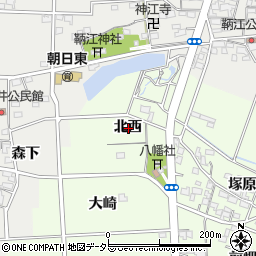愛知県一宮市玉野北西周辺の地図