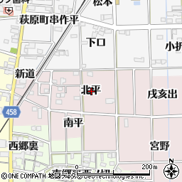 愛知県一宮市萩原町滝北平周辺の地図