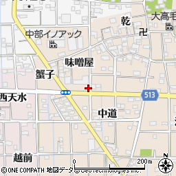 愛知県一宮市萩原町高木味噌屋34周辺の地図