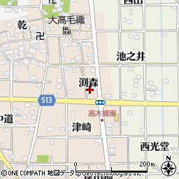 愛知県一宮市萩原町高木渕森周辺の地図