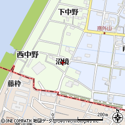 愛知県一宮市西中野沼境周辺の地図