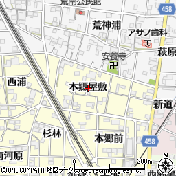 愛知県一宮市萩原町戸苅本郷屋敷周辺の地図