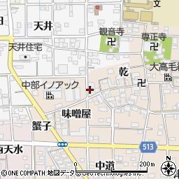 愛知県一宮市萩原町高木味噌屋9周辺の地図
