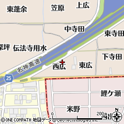 愛知県一宮市丹陽町三ツ井西広周辺の地図